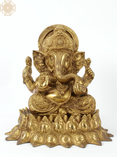 13" Kamalasana Ganesha In Brass | Handmade | Made In India