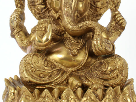 13" Kamalasana Ganesha In Brass | Handmade | Made In India