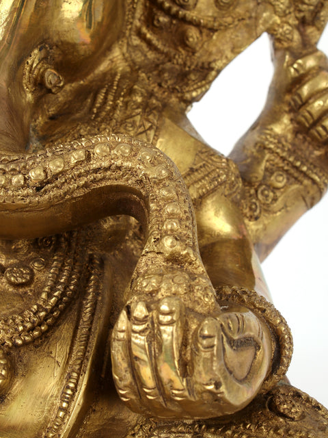 13" Kamalasana Ganesha In Brass | Handmade | Made In India