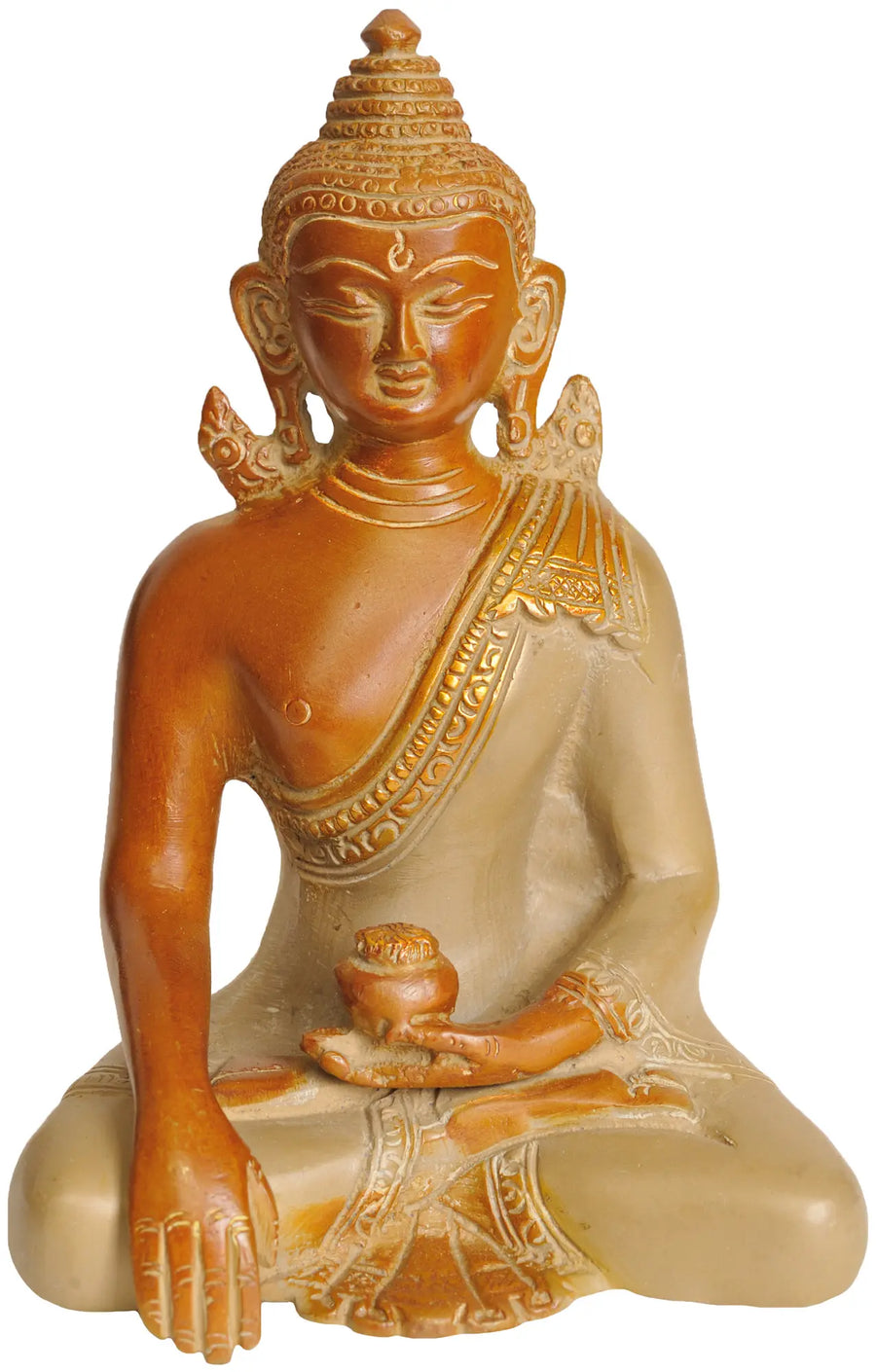5" Brass Lord Buddha Idol Bhumi-Sparsha Mudra Handmade