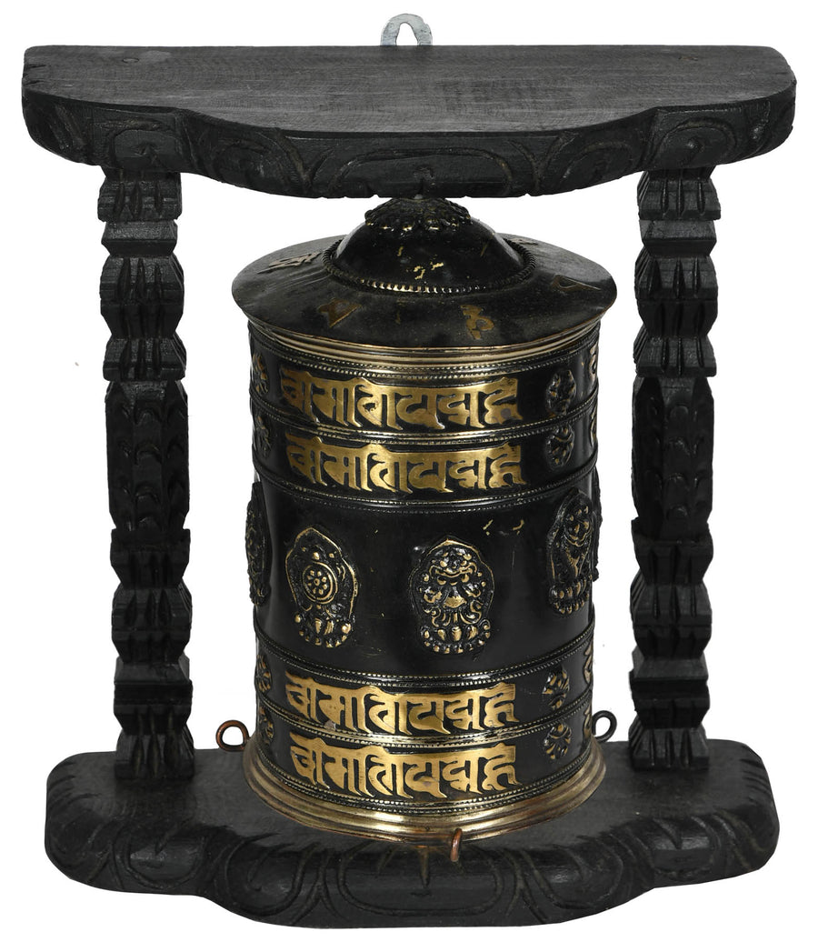 Tibetan Buddhist Prayer Wheel Brass Statue Handmade
