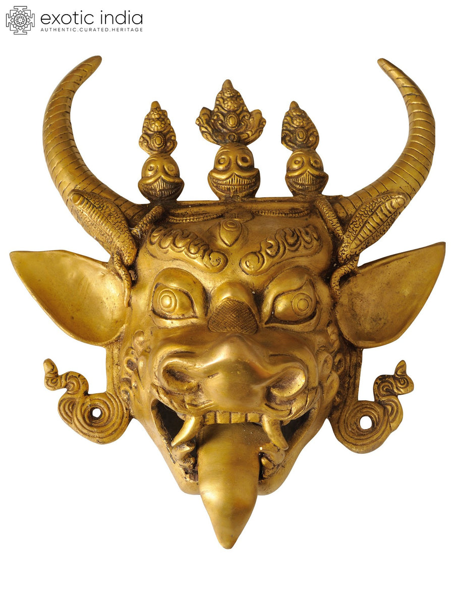 15" Yamantaka Brass Wall Hanging Mask Handmade