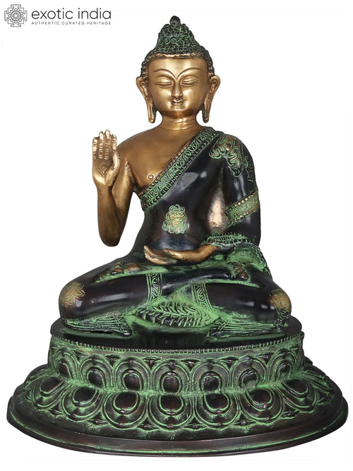 13" Lord Buddha Abhaya Mudra Brass Statue Handmade