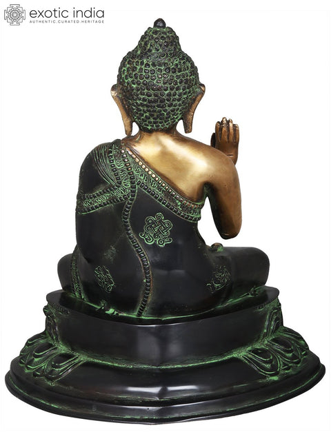 13" Lord Buddha Idol in Granting Abhaya - Tibetan Buddhist Deity Brass Statue