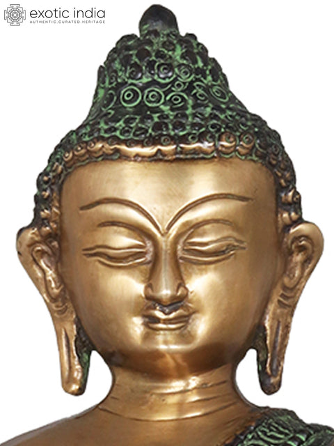 13" Lord Buddha Idol in Granting Abhaya - Tibetan Buddhist Deity Brass Statue
