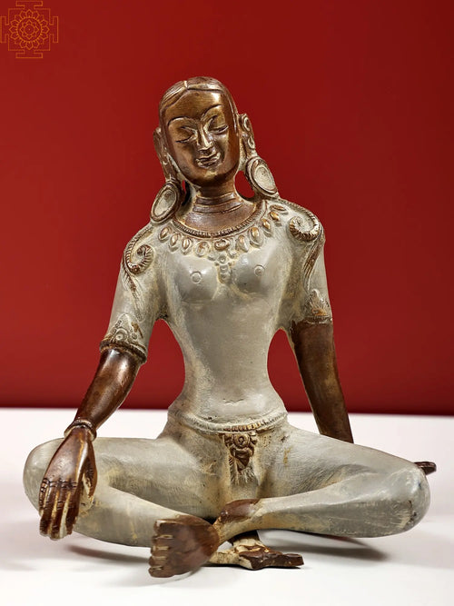 5" Brass Green Tara Statue Handmade Tibetan Buddhist Deity
