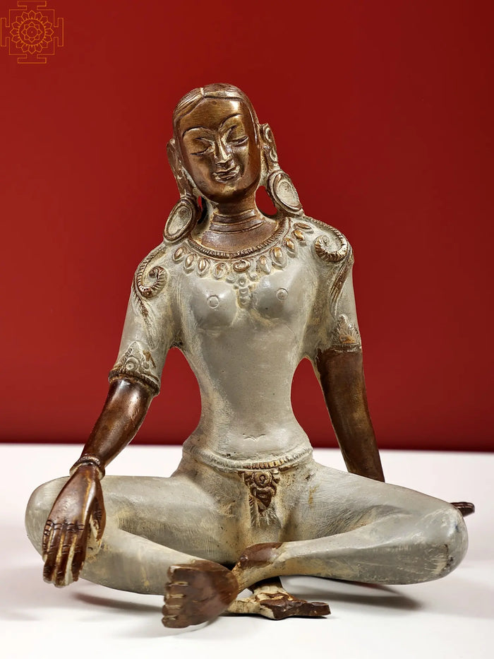 5" Brass Goddess Green Tara Statue (Tibetan Buddhist Deity) | Handmade | Made in India