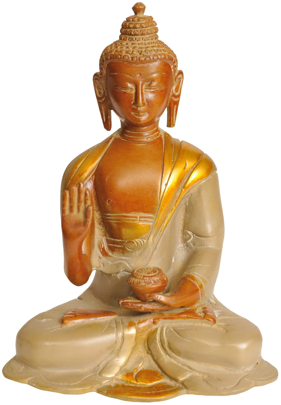 6" Lord Buddha Abhaya Mudra Handmade Brass Statue
