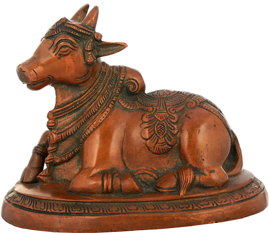 4" Nandi Brass Statue - Handmade Vehicle of Lord Shiva