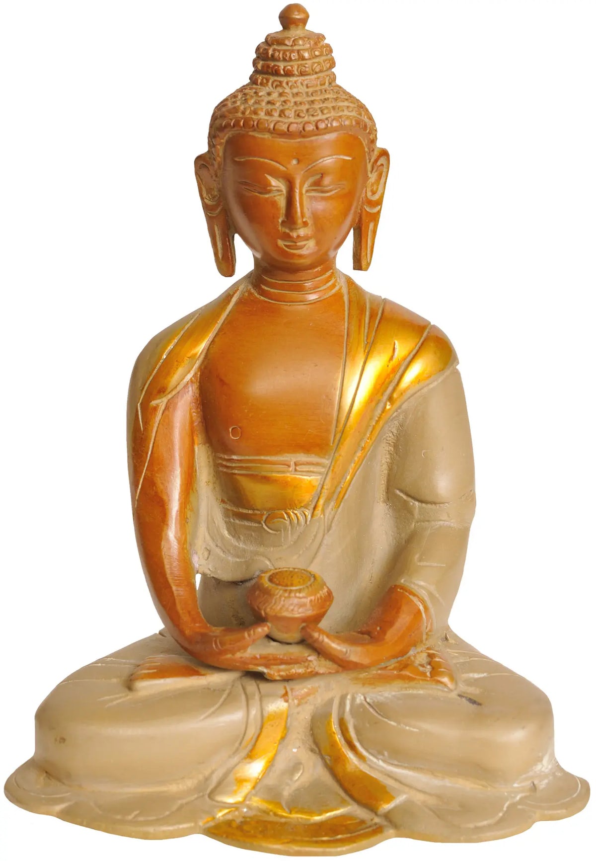 6" Brass Statue of Lord Buddha in Dhyana Mudra | Handmade