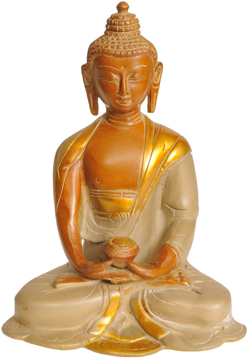6" Handmade Brass Buddha Statue in Dhyana Mudra Meditation Pose
