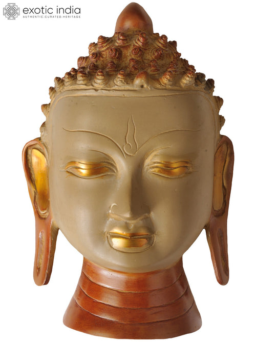 13" Handmade Lord Buddha Brass Wall Hanging Mask