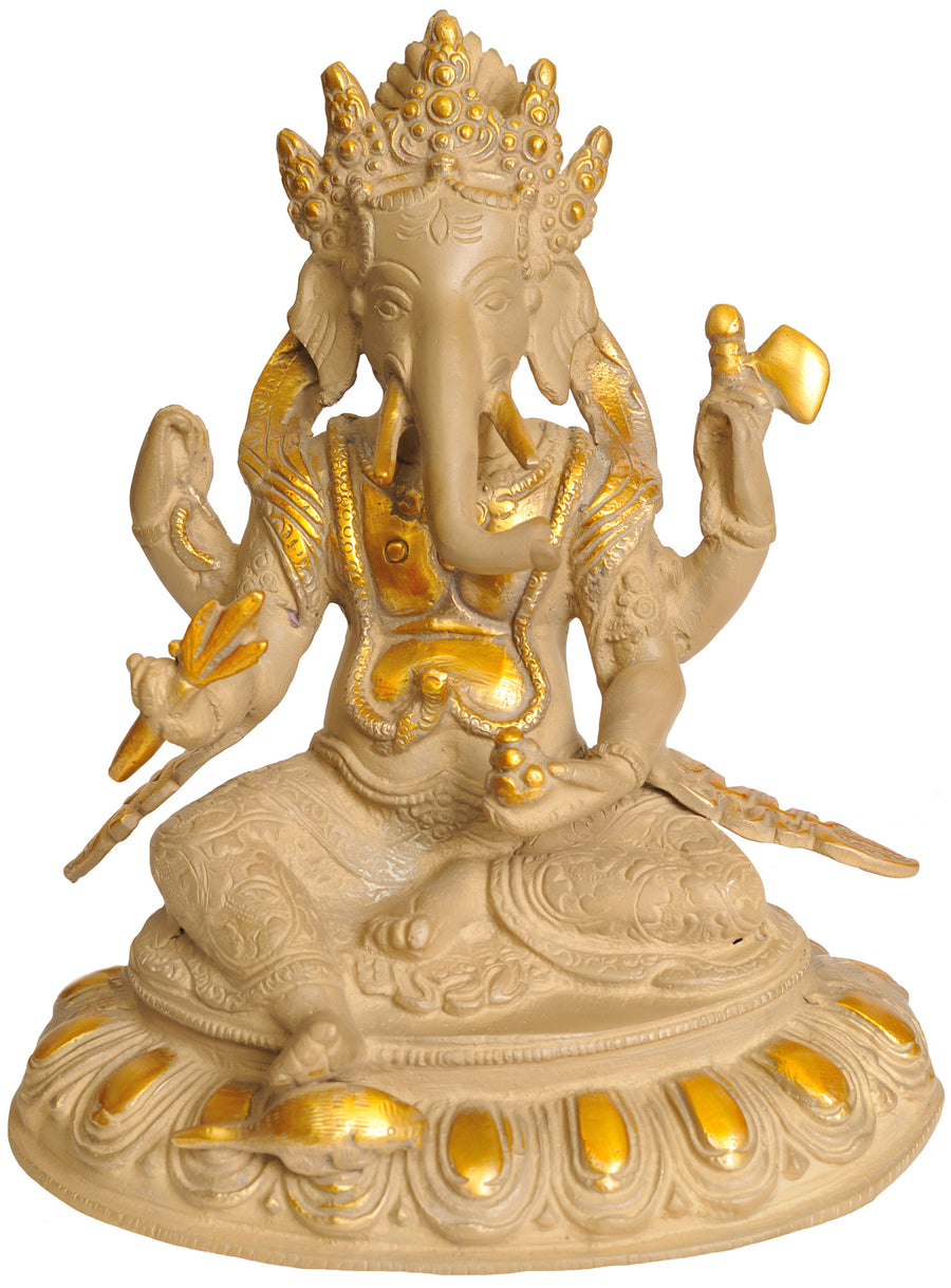 7" Bhagawan Ganapati Handmade Brass Idol for Pooja