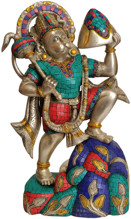 16" Handmade Mahabali Hanuman Brass Statue for Pooja