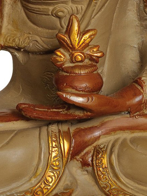 12" The Medicine Buddha Seated on Lotus Pedestal (Tibetan Buddhist Deity) In Brass | Handmade | Made In India