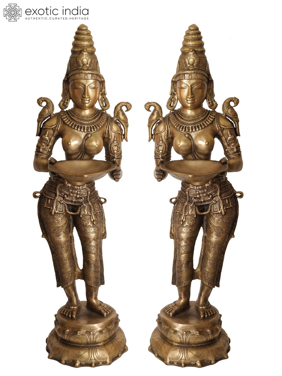Pair of Vijayanagar Deeplakshmi Handmade Brass Idols