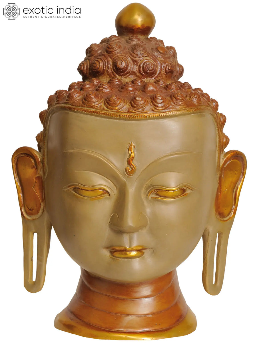12" Lord Buddha Brass Wall Hanging Mask Handmade