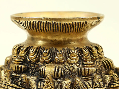 3" Small Brass Goddess Lakshmi Kalash