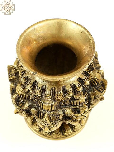 3" Small Brass Goddess Lakshmi Kalash