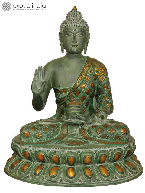 28" Large Size Buddha in Abhaya Mudra In Brass | Handmade | Made In India