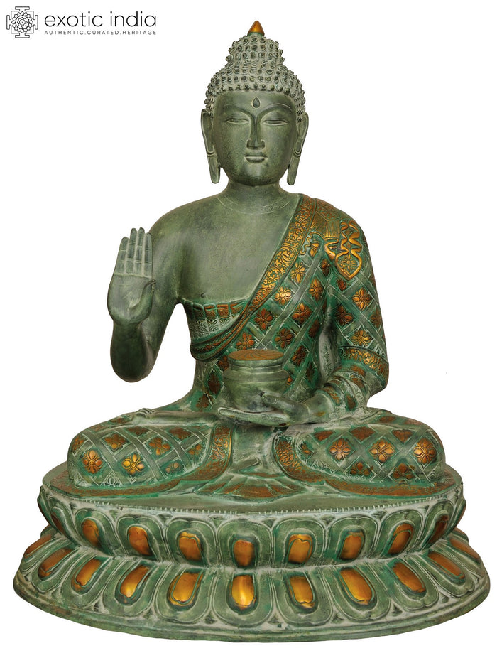 28" Large Size Buddha in Abhaya Mudra In Brass | Handmade | Made In India