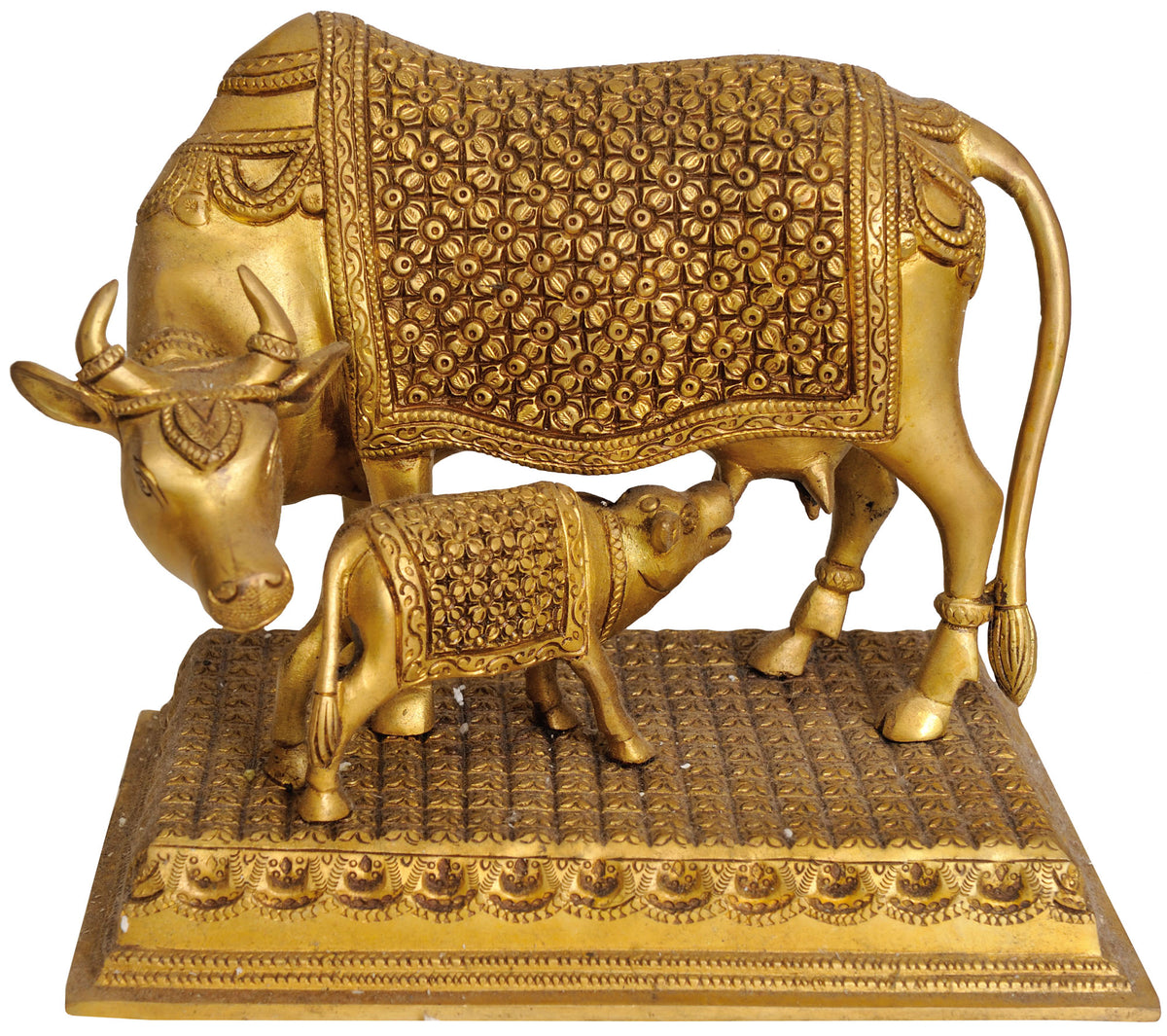 9" Cow and Calf - Most Sacred Animal of India In Brass | Handmade | Made In India