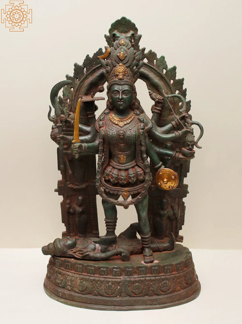28" Large Goddess Kali Handmade Brass Statue for Home Decor