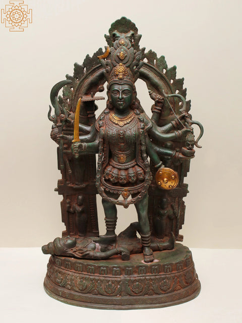 28" Large Goddess Kali Brass Statue | Handmade | Made in India