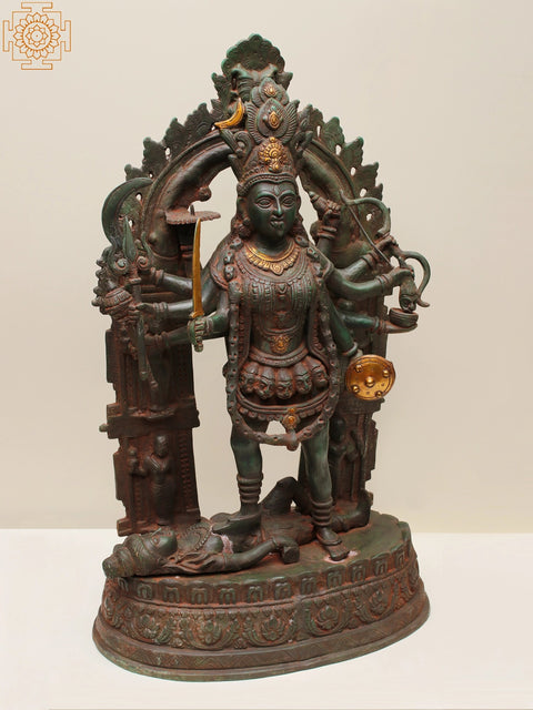28" Large Goddess Kali Brass Statue | Handmade | Made in India