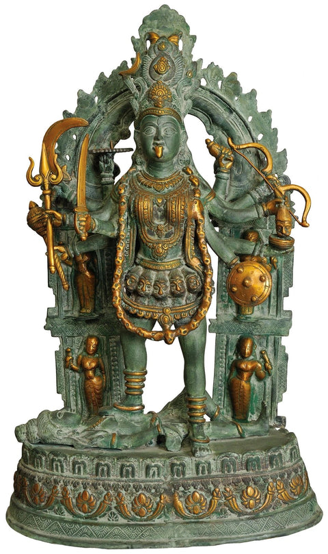 28" Large Goddess Kali Brass Statue | Handmade | Made in India