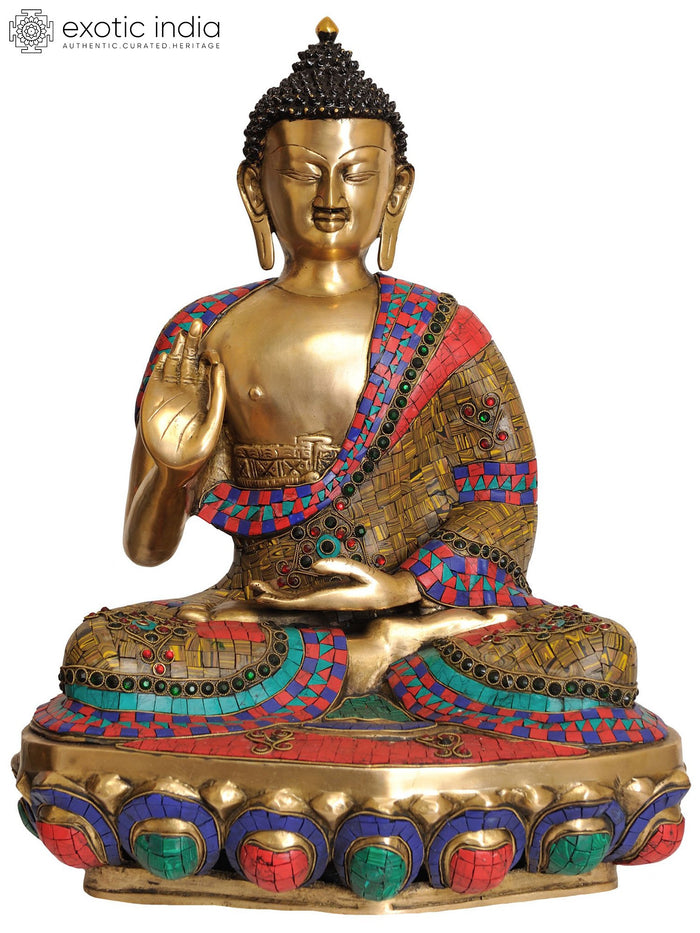 19" Lord Buddha Preaching Dharma Brass Statue Handmade
