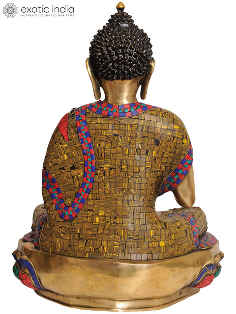 19" Lord Buddha Preaching His Dharma In Brass | Handmade | Made In India