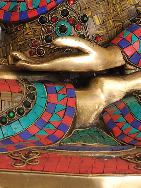 19" Lord Buddha Preaching His Dharma In Brass | Handmade | Made In India