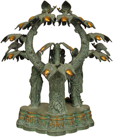 29" Shri Rama, Sita, Lakshman and Hanuman under the Mango Tree In Brass | Handmade | Made In India