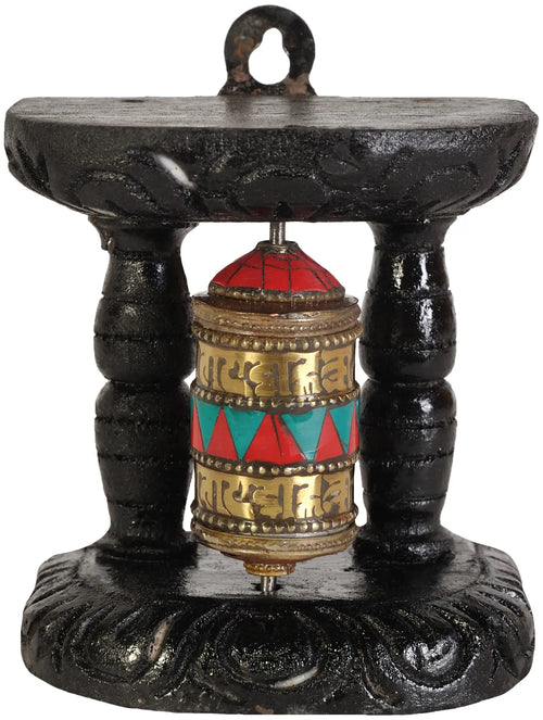 Tibetan Buddhist Prayer Wheel Brass Statue for Pooja