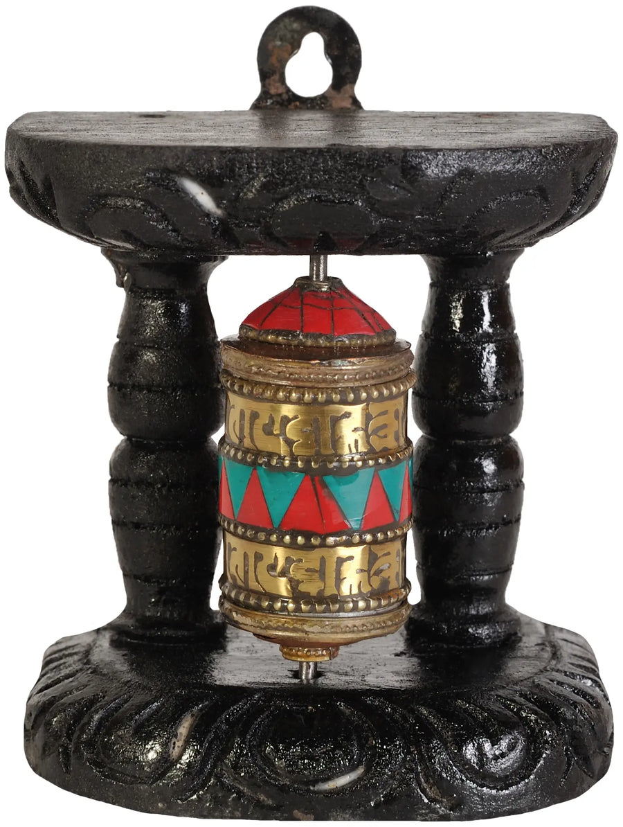 Tibetan Buddhist Prayer Wheel Brass Statue for Pooja