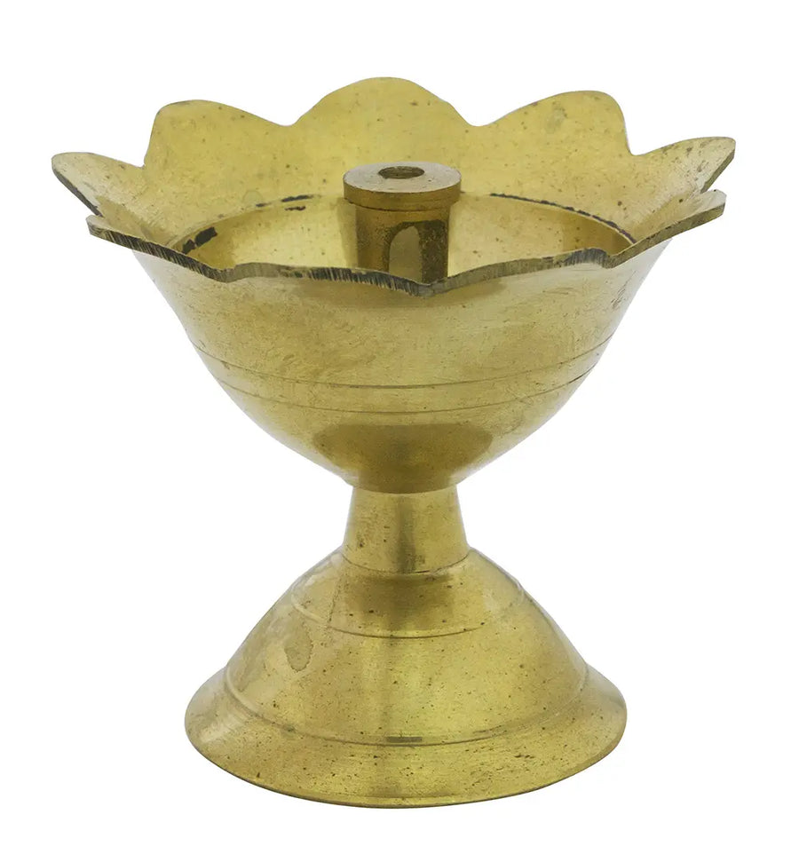 2" Brass Puja Wick Lamp Handmade for Pooja