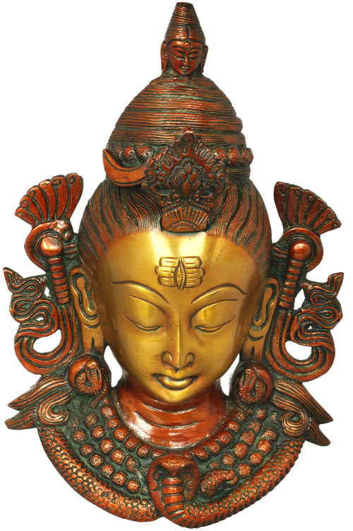 10" Gangadhara Shiva Handmade Brass Wall Hanging Mask