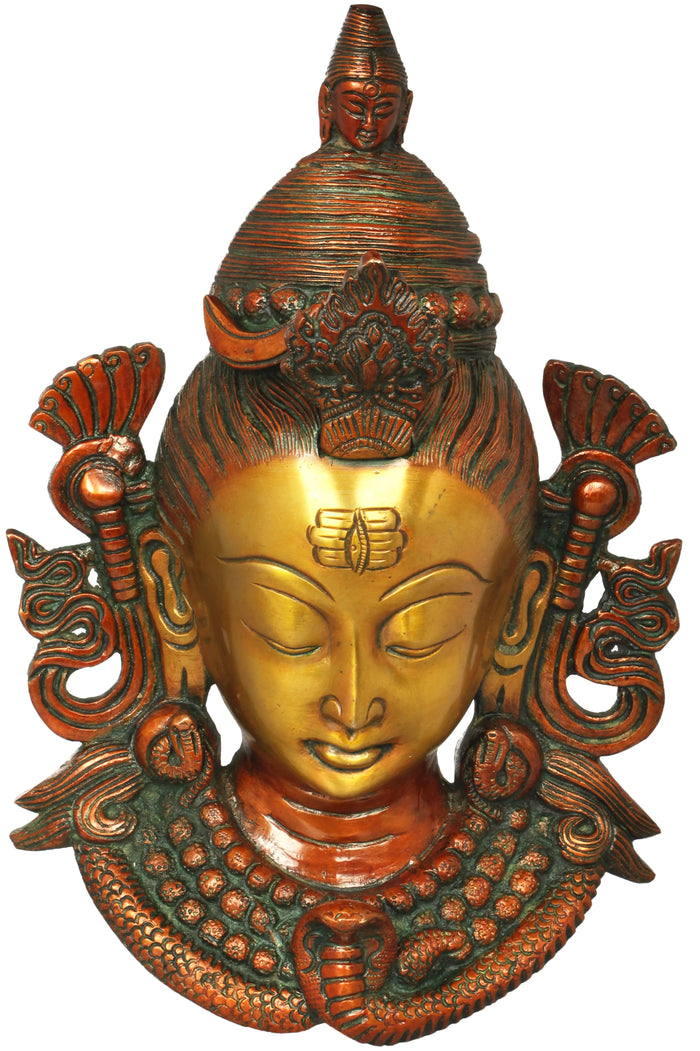 10" Gangadhara Shiva Handmade Brass Wall Hanging Mask