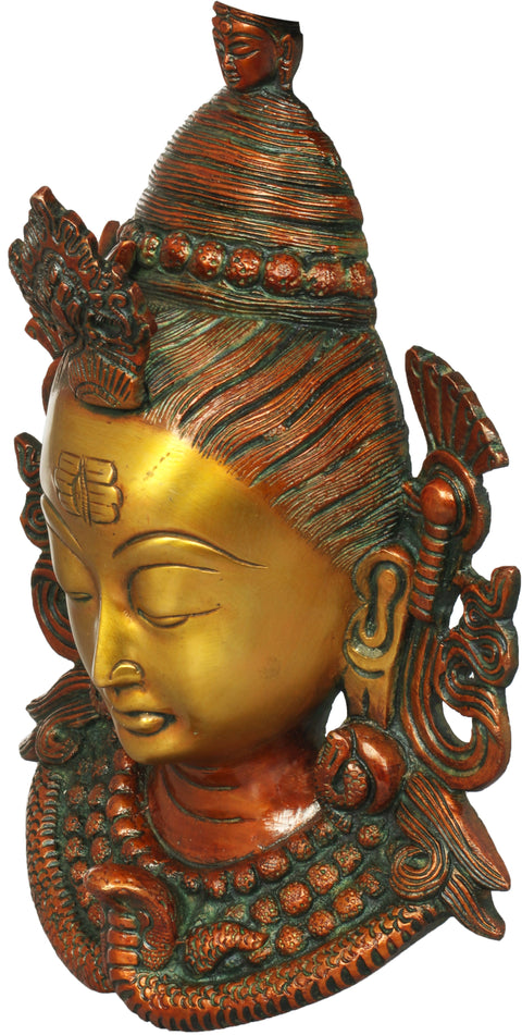 10" Gangadhara Shiva Wall Hanging Mask in Brass | Handmade | Made in India