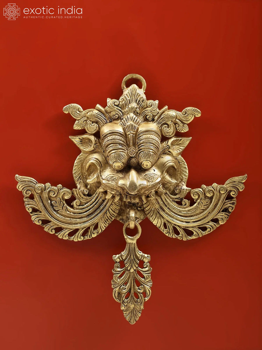 11" Brass Kirtimukha Wall Hanging Mask for Home Protection