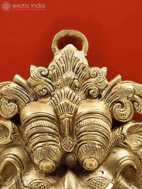 11" Kirtimukha Wall Hanging Mask (Ward off Evil) in Brass