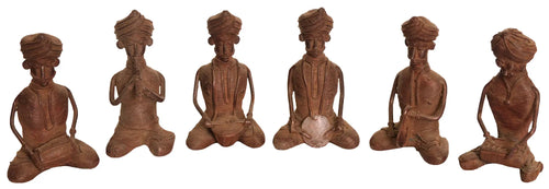 4" Tribal Musicians Brass Statue Set - Handmade Folk Art from Bastar