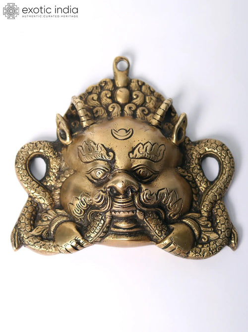 6" Brass Kirtimukha Wall Hanging Mask for Home Decor