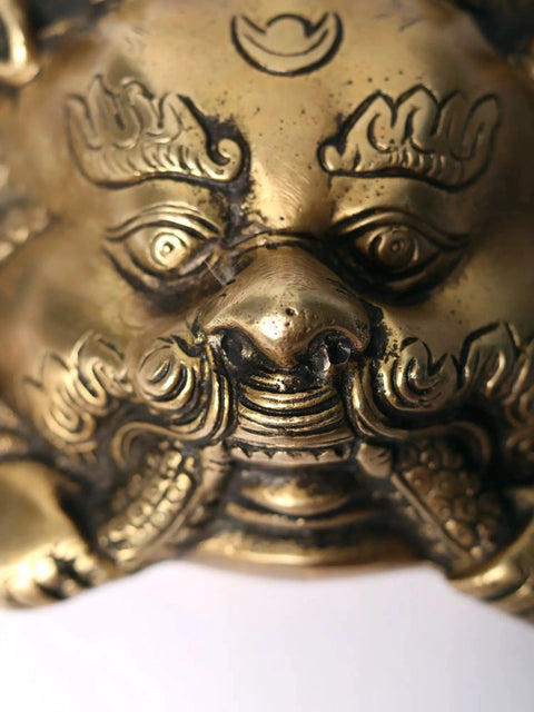 6" Small Brass Kirtimukha Wall Hanging Mask
