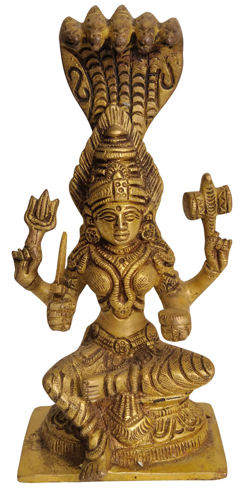 6" Goddess Mariamman Handmade Brass Statue for Pooja