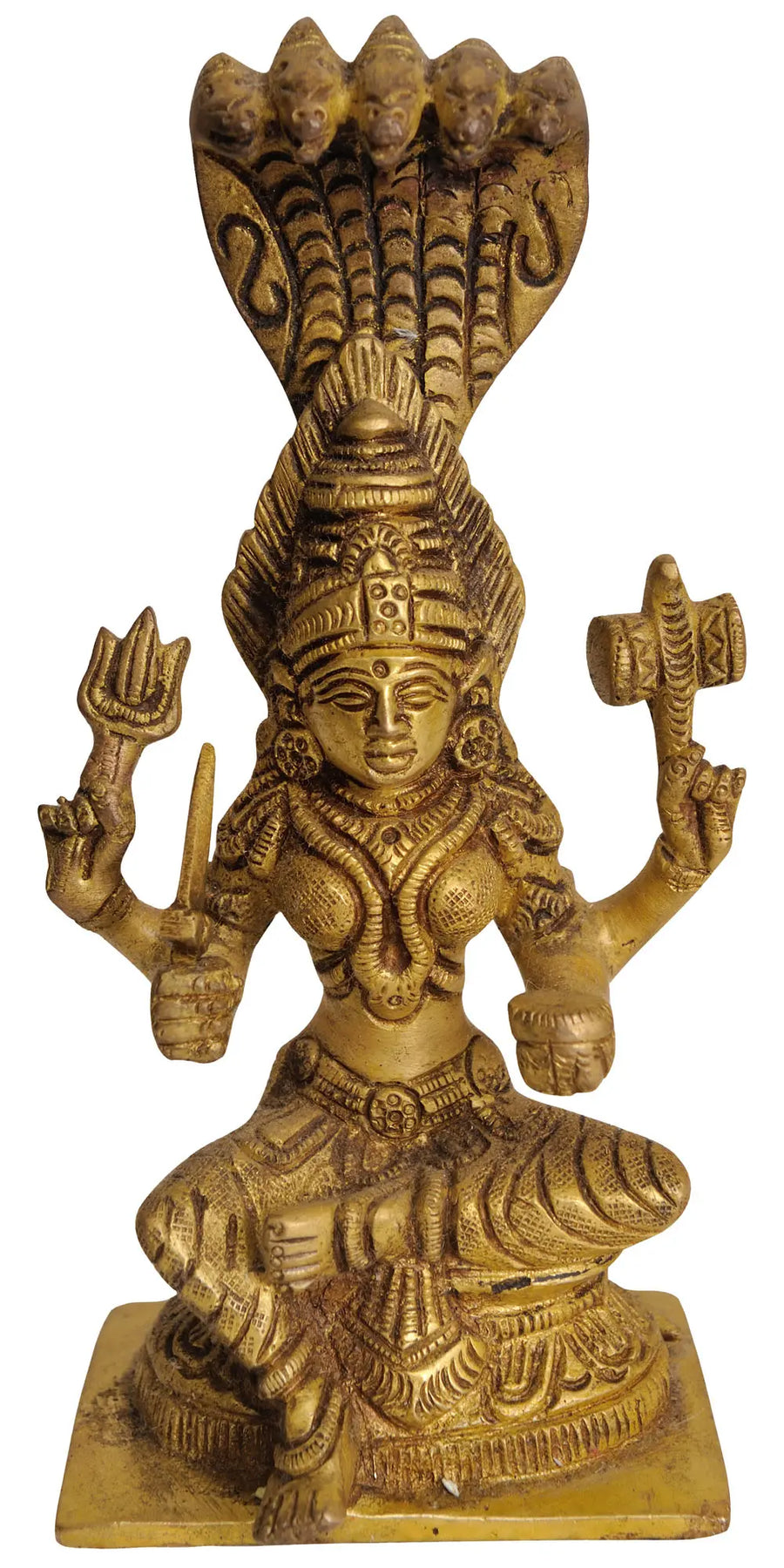 6" Goddess Mariamman Handmade Brass Statue for Pooja