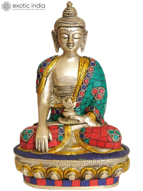 8" Handmade Lord Buddha Bhumisparsha Mudra Brass Statue