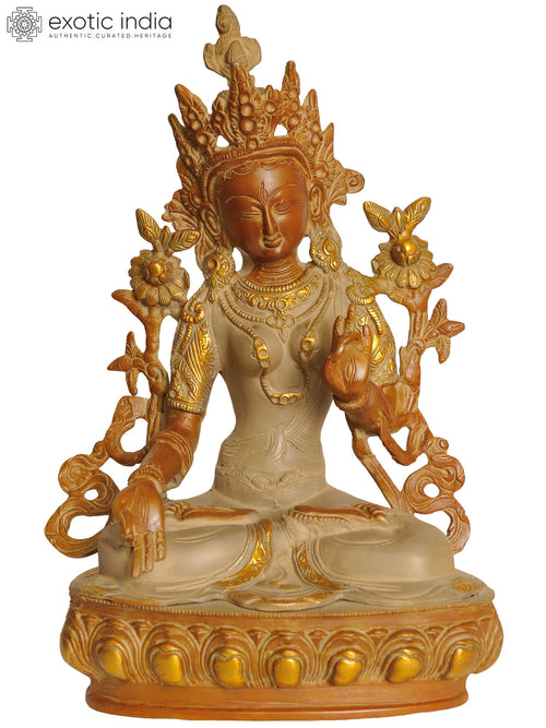 Goddess White Tara Handmade Brass Statue - Tibetan Buddhist Idol