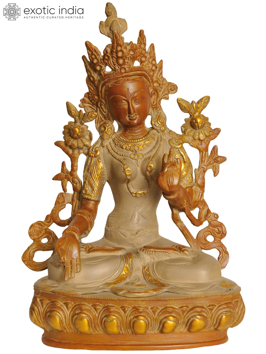 Goddess White Tara Handmade Brass Statue - Tibetan Buddhist Idol